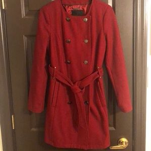Red pea coat